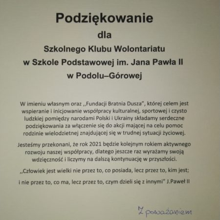 podziękowania